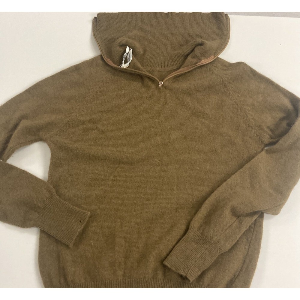 Saks 5th Ave 100% Cashmere tan camel brown turtleneck medium sweater